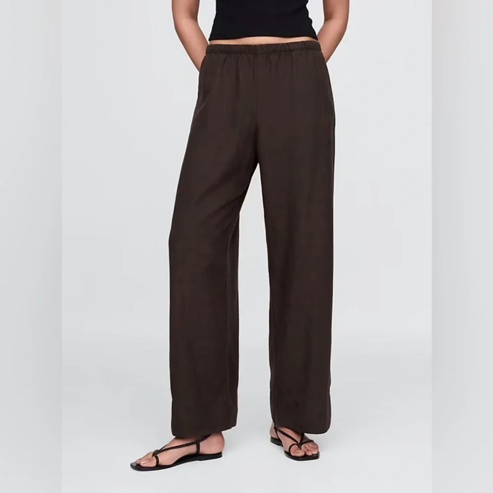 NWT! GAP Terra Brown Linen-Blend Easy Wide-Hem Pants - Multiple Sizes 🔹